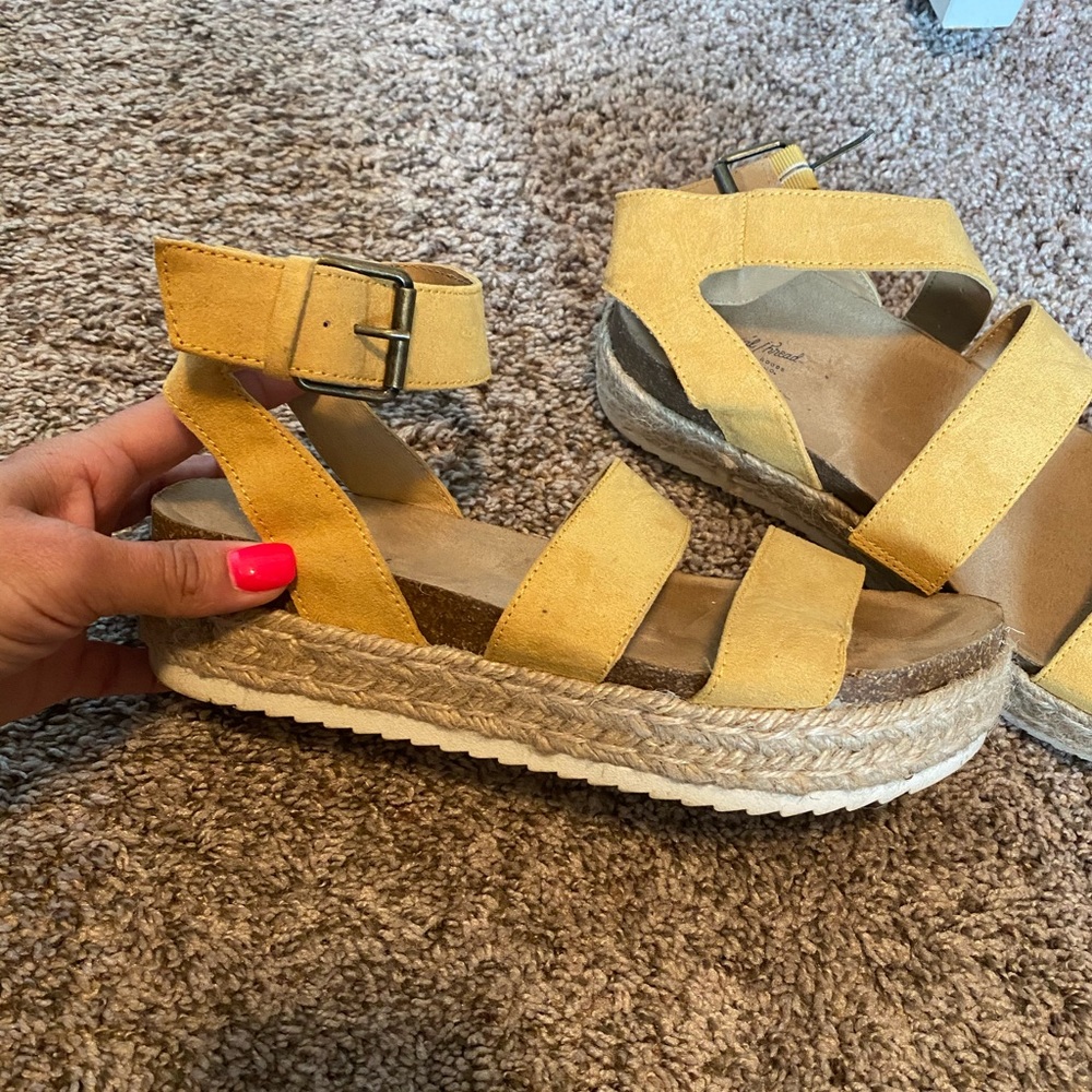 Yellow espadrille sandals